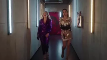 Mono de lentejuelas usado por Morgan (Kate McKinnon) como se ve en The Spy Who Dumped Me