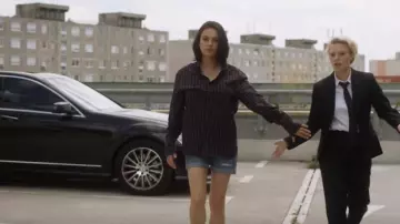 Denim mini short worn by Audrey (Mila Kunis) in The Spy Who Dumped Me