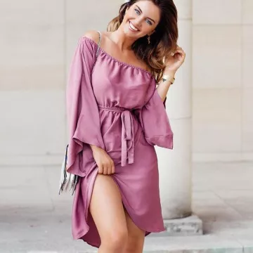 The pink Dress without sleeve Aurela Skandaj on Instagram