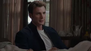 Jacket blue style biker Steve Rogers (Chris Evans) in Captain America : The soldt winter