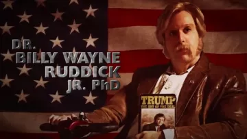 Le livre "Trump: The Art of the Deal" de Billy le Facho / Billy Wayne Ruddick Jr. Phd (Sacha Baron Cohen) dans Who is America