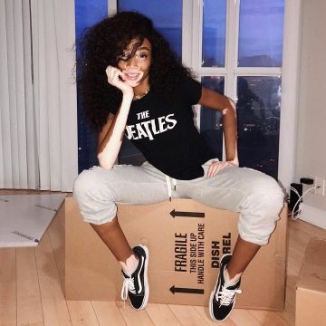 The pair of Vans Old Skool black worn by Winnie Harlow on his account Instagram