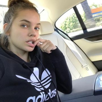 The sweatshirt hoody Trefoil, black adidas worn by Barbara Palvin on his account Instagram