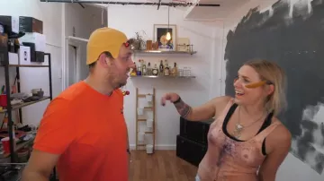 The fake bald head covered by Pierre Croce in the video "You guess the price or you the doors"