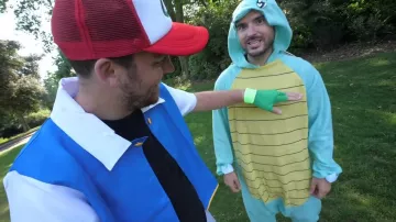 The black t-shirt worn by Peter Croce in his video "Hunting Pokémon by rugby players"