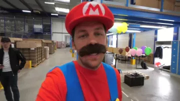 Disguise Mario worn by Peter Croce in the video:"Marrio Kart Balloons true "
