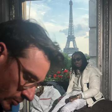 White jacket worn in Paris by Quavo on his Instagram Account