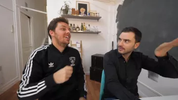 The Adidas jacket Net in Brooklin Pierre Croce in his video "these people who make stupid decisions"