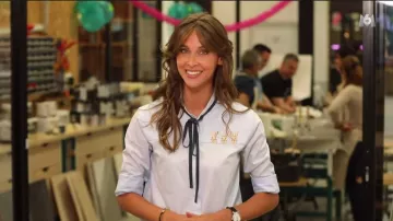 The blue shirt with embroidery rabbits Ophelia Miller in Prohibited Area