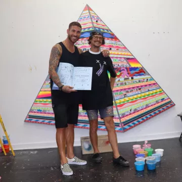 Vans Classic Slip on "en Damier" baskets portées par Sergio Ramos sur son Instagram compte (@sergioramos)