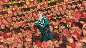 Gucci chevron green polo of Park Ji-min in BTS (방탄소년단) 'IDOL' Official MV