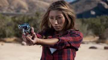 Red plaid shirt worn by Frankie (Dichen Lachman) as seen in Animal Kingdom season 3