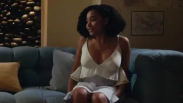 White tiered dress worn by Maddy Whittier (Amandla Stenberg) for 4th of July as seen in Everything, Everything