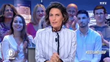 The striped Shirt of Alessandra Sublet's in It is Canteloup the 25/09/2018