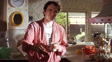 Red satin robe worn by Jimmie Dimmick (Quentin Tarantino) as seen in Pulp Fiction