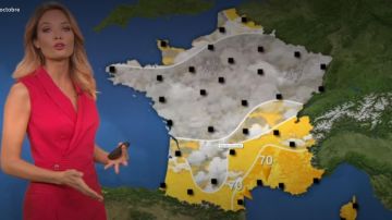 La robe rouge de Gennifer Demey, présentatrice de M6 météo  du 02/10/18 (20h)