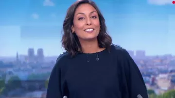 El vestido azul marino con jersey milano de Leïla Kaddour-Boudadi en Le JT 13H del 23/09/18