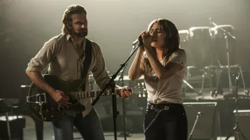 Stacy Pinstripe Chain Pants worn by Ally (Lady Gaga) in A Star Is Born