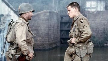 The holding of a paratrooper scope for Private Ryan (Matt Damon) in saving private Ryan