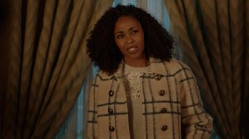 The coat plaid Rebecca Minkoff worn by Anissa Pierce (Nafessa Williams) in Black Lightning S01E10