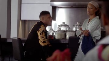 Versace Mens Baroque Print Denim Jacket worn by Hakeem Lyon (Bryshere Y. Gray) as seen in Empire S05E01