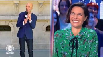 La chemise verte en soie imprimée de Alessandra Sublet dans C'est Canteloup du 25 octobre 2018