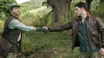 Distressed Brown Jacket worn by Alex (Nick Jonas) in Jumanji: Welcome to the Jungle