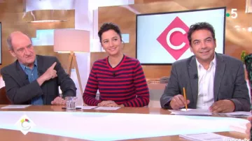 Le pull à rayures de Marion Ruggiéri dans C à vous du 24/10/2018