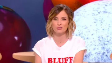 Le t-shirt Bluf de Isabelle Ithurburu dans Bonsoir! du 27/10/2018