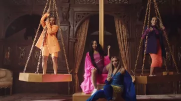 Jesy Nelson's orange shorts in "Little Mix - Woman Like Me" ft. Nicki Minaj