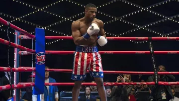 Shorts USA star-spangled banner carried by Adonis Johnson (Michael B. Jordan) in Creed II