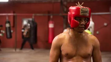 Original Deportes Casanova Headgear in Red w/ Cheek Guards used by Rodney Jones (Cuba Gooding Jr.) as seen in Bayou Caviar