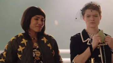 The bomber with stitching cross BCBGMAXAZRIA Heather McNamara (Jasmine Mathews) in Heathers S01E01