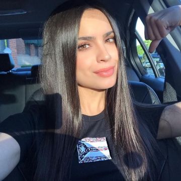 Ricky Martin's "AllIn4PR" black Tee Shirt worn by Sofia Carson on her Instagram account @sofiacarson