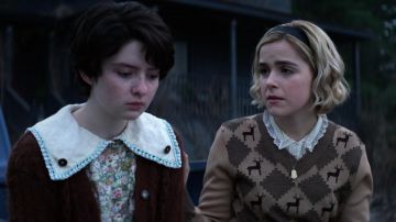 Sabrina Spellman's (Kiernan Shipka) reindeer christmas sweather as seen in The Chilling Adventures of Sabrina S01E06