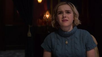 Sabrina Spellman's (Kiernan Shipka) short sleeve turtleneck sweater as seen in The Chilling Adventures of Sabrina S01E06
