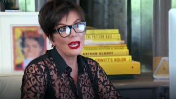 sheer lace shirt worn by Kris Jenner in Keeping Up with the Kardashians (S15E02)