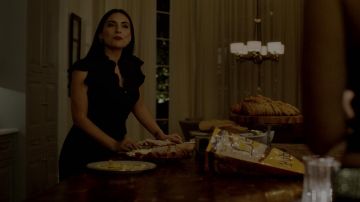 The combination of black silk Rebecca Taylor worn by Crystal Jennings (Ana Brenda Contreras) in Dynasty S02E05