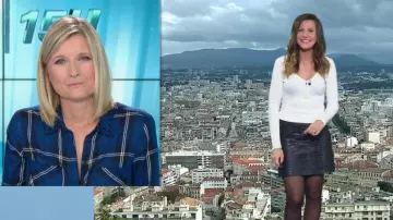 The plaid shirt collar eyelets for Karine of Ménonville on BFM tv 09/11/2018