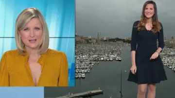 The blouse in jacquard mustard Karine of Ménonville on BFM tv on 05/11/2018