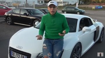 El suéter verde de Ralph Lauren usado por Razmo en su video de YouTube Carpooling en Audio R8, ¡secuestramos a una niña!