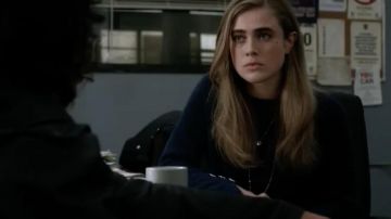 Blue Pullover worn by Michaela Stone (Melissa Roxburgh) in Manifest (S01E07)