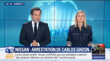 The shirt jeans black slightly washed with embroideries on the shoulders of Karine of Ménonville on BFMtv the 19/11/2018