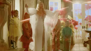 La robe de princesse imaginée par Mark Zunino de Alexis Carrington (Nicollette Sheridan) dans Dynastie S02E06