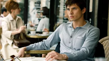 Rudolf Nureyev's (Oleg Ivenko) sky blue polo as seen in The White Crow
