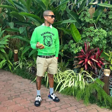 Le sweatshirt vert Human made de Pharrell Williams sur le compte instagram de @pharrell
