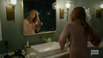 Herve Leger Off The Shoulder Bell Sleeve Cocktail Pink Dress worn by Debra Newell (Connie Britton) as seen in Dirty John S01E01