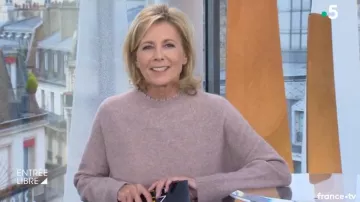 The sweater collar devoured by Claire Chazal in free Entry to the 20/11/2018
