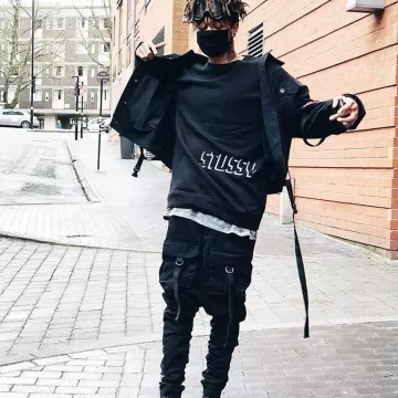 Asos Drop Crotch Joggers With Ruched Detail And Pockets worn by Scarlxrd in his Instagram Account