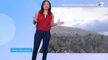 The Top red scoop neck fantasy of Anaïs Baydemir in Weather 2 of the 19/11/2018